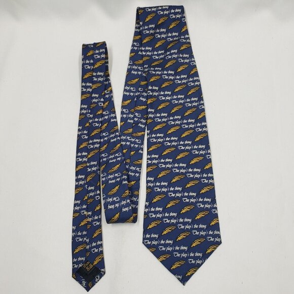 Men's Silk Tie by Josh Bach The Play's The Thing Quill Shakespeare Quote - Picture 2 of 9
